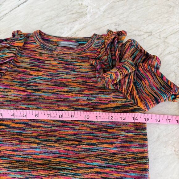 Anthropologie Ruby Flutter-Sleeved Knit Sweater Top space dye pattern size XS - Picture 8 of 9